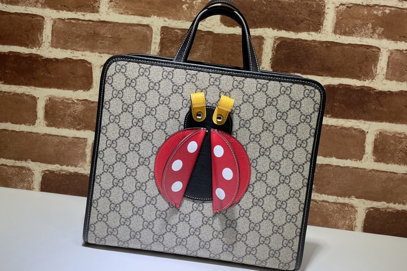 Gucci 664083 Children's ladybug tote bag in GG Supreme canvas