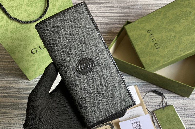 Gucci 672947 Long Wallet in Black GG Supreme canvas
