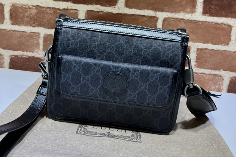 Gucci 674164 Messenger bag with Interlocking G in Black GG Supreme canvas