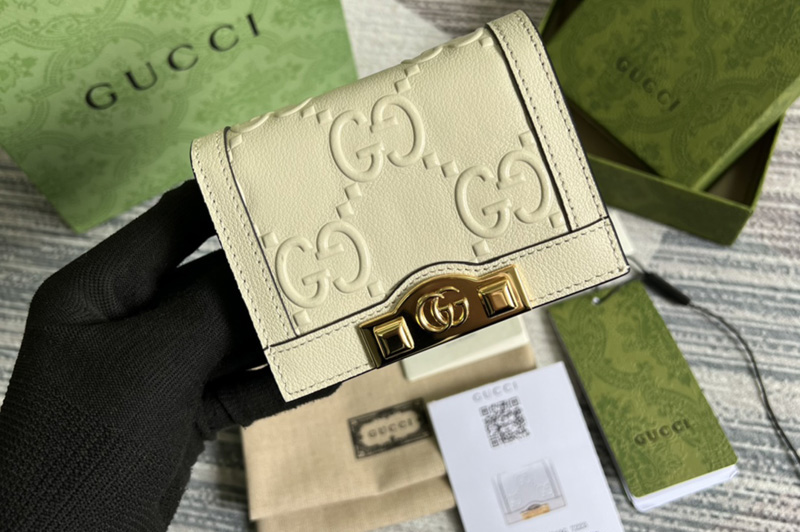 Gucci 676150 GG card case wallet in White GG leather