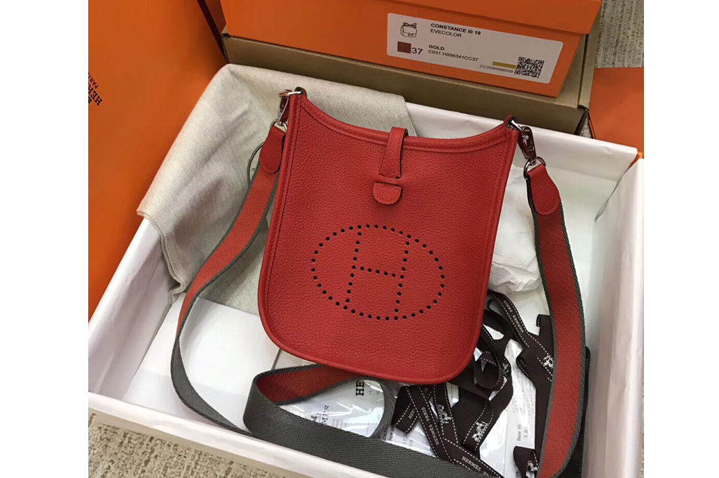 Hermes Evelyne Mini Bag in Red Togo Leather