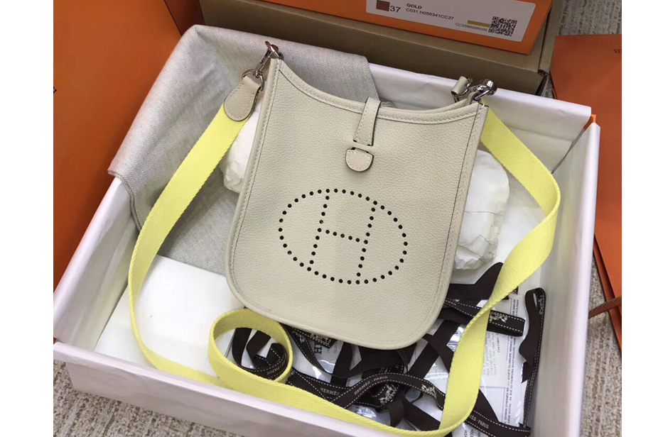 Hermes Evelyne Mini Bag in White Togo Leather