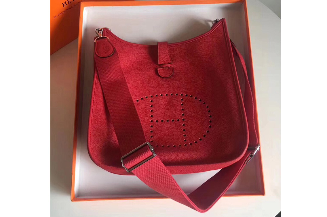Hermes Evelyne 28cm Bag in Red Togo Leather