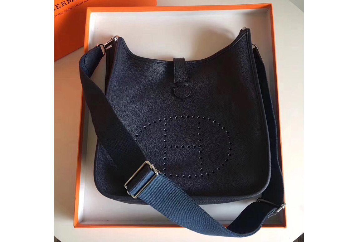 Hermes Evelyne 28 Bag in Sapphire Blue Togo Leather