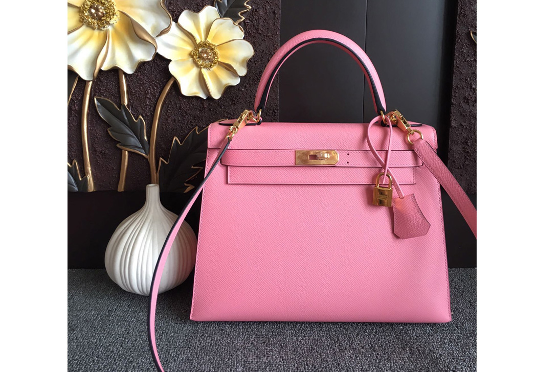 Hermes Kelly 28 Bag in Pink Epsom Leather With Gold