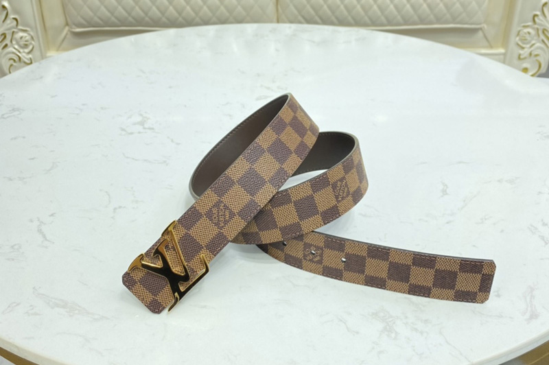 Louis Vuitton M0212V LV Initiales 40MM Reversible belt in Damier Ebene canvas and soft calf leather