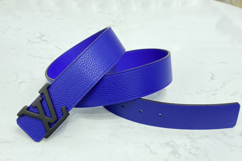 Louis Vuitton M0380V LV Optic 40mm reversible belt in Blue/Black Grained calf leather