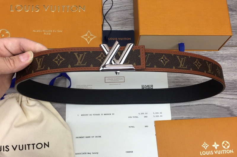 Louis Vuitton M0386W LV Chain 30mm reversible belt in Black/Monogram
