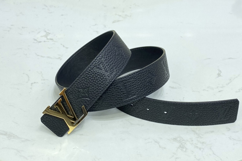 Louis Vuitton M0424V LV Initiales 40mm reversible belt in Black Taurillon leather With Gold Buckle