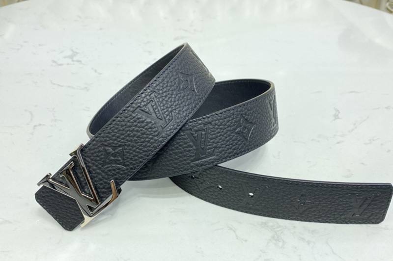 Louis Vuitton M0424V LV Initiales 40mm reversible belt in Black Taurillon leather With Silver Buckle