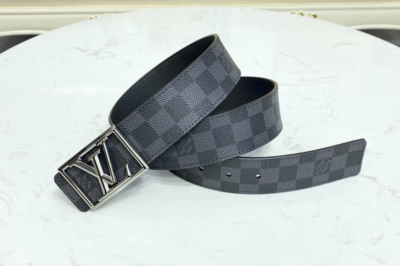 Louis Vuitton M0471V LV Pyramide Frame 40mm reversible belt in Damier Graphite Canvas/calf leather With Black Buckle
