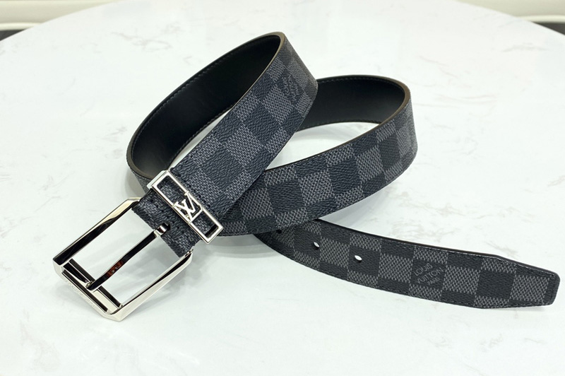 Louis Vuitton M0485V LV Architect 35mm belt in Damier Graphite Canvas