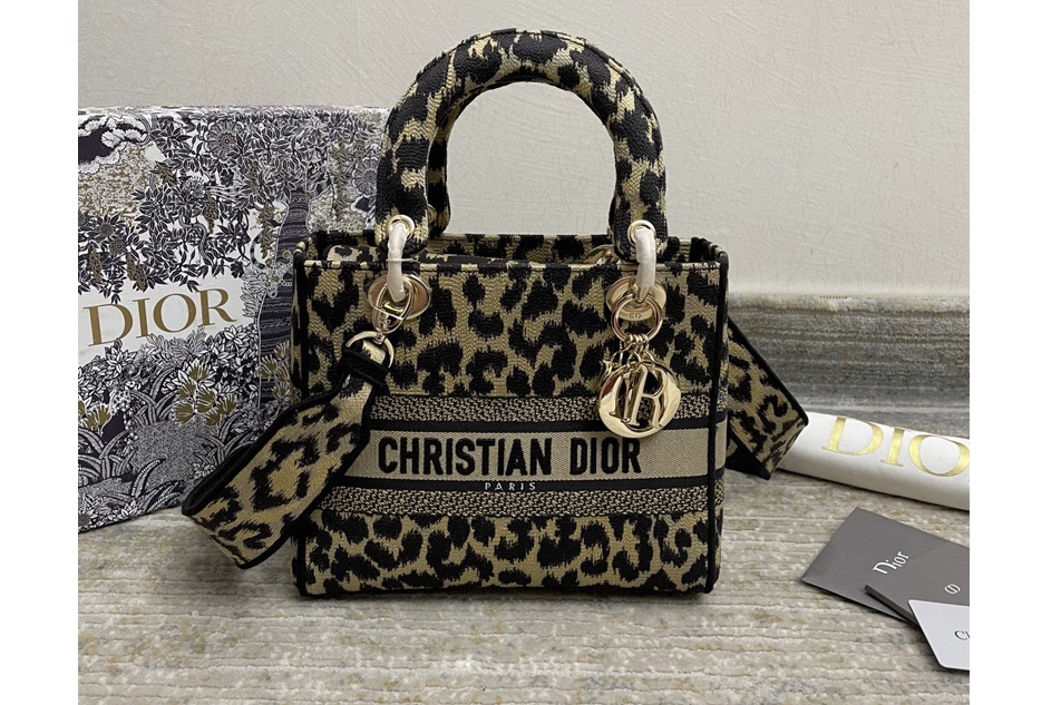 Christian Dior M0565 Dior Medium Lady d-lite bag in Gray Mizza Embroidery