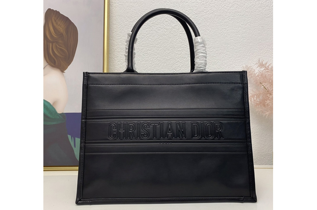 Christian Dior M1296 Dior book tote Bag in Black Calfskin