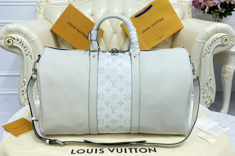 Louis Vuitton M30235 LV keepall bandouliere 45 Bag in White Monogram Eclipse Canvas