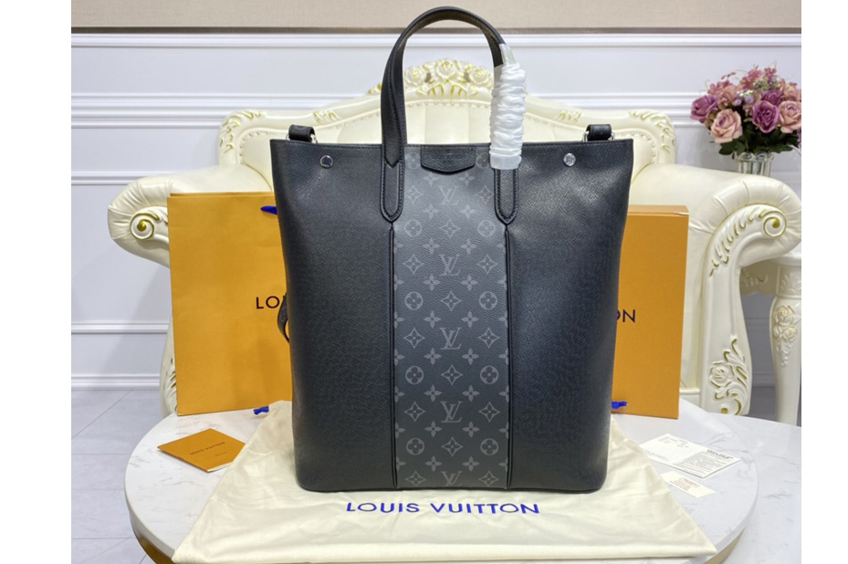 Louis Vuitton M30431 LV Outdoor tote Bag in Taiga leather with Monogram Eclipse canvas