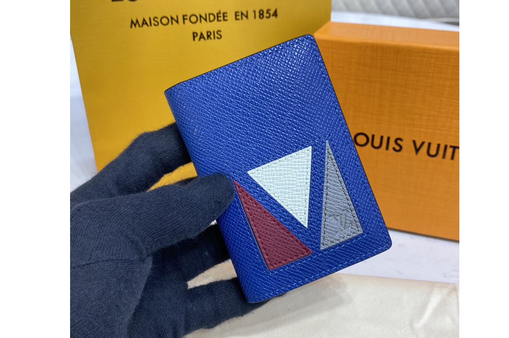 Louis Vuitton M30790 LV Pocket Organizer in Blue Taiga cowhide leather