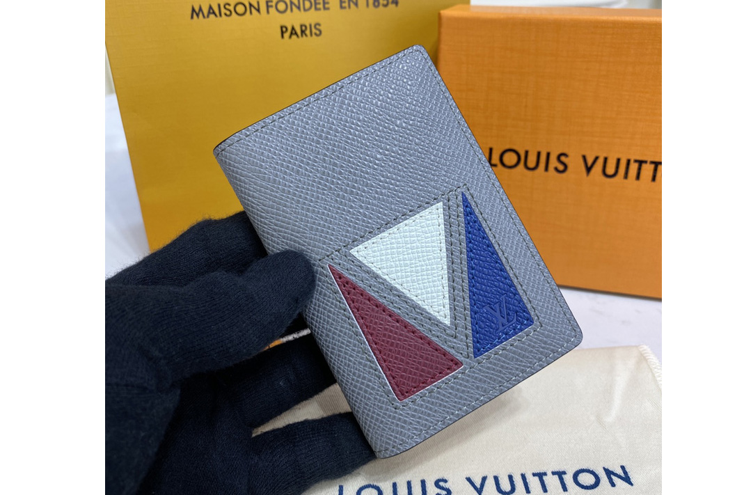 Louis Vuitton M30790 LV Pocket Organizer in Gray Taiga cowhide leather