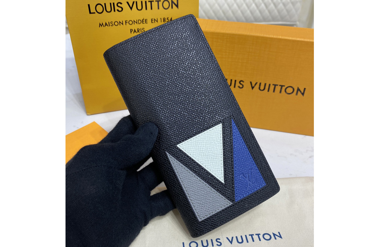 Louis Vuitton M30791 LV Brazza Wallet in Black Taiga cowhide leather
