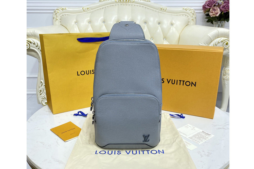 Louis Vuitton M30801 LV Avenue Sling Bag in Grey Taiga cowhide leather