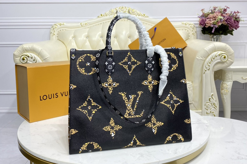 Louis Vuitton M44675 LV Onthego tote bags Black and Caramel Monogram Canvas