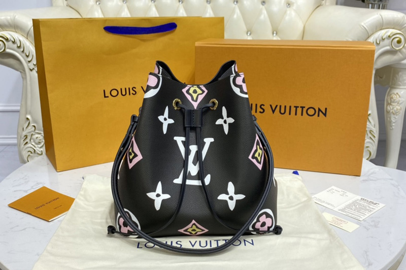 Louis Vuitton M45821 LV NéoNoé MM bucket bag in Black Monogram coated canvas