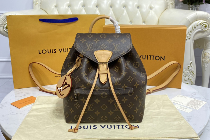 Louis Vuitton M45501 LV Montsouris PM backpack in Monogram canvas and cowhide leather