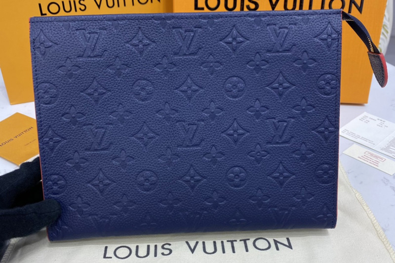 Louis Vuitton M45665 LV Poche Toilette 26 in Navy Blue/Red Monogram Empreinte leather