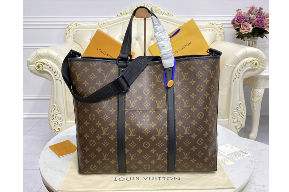 Louis Vuitton M45733 LV Week-End Tote GM Bag in Monogram Macassar canvas