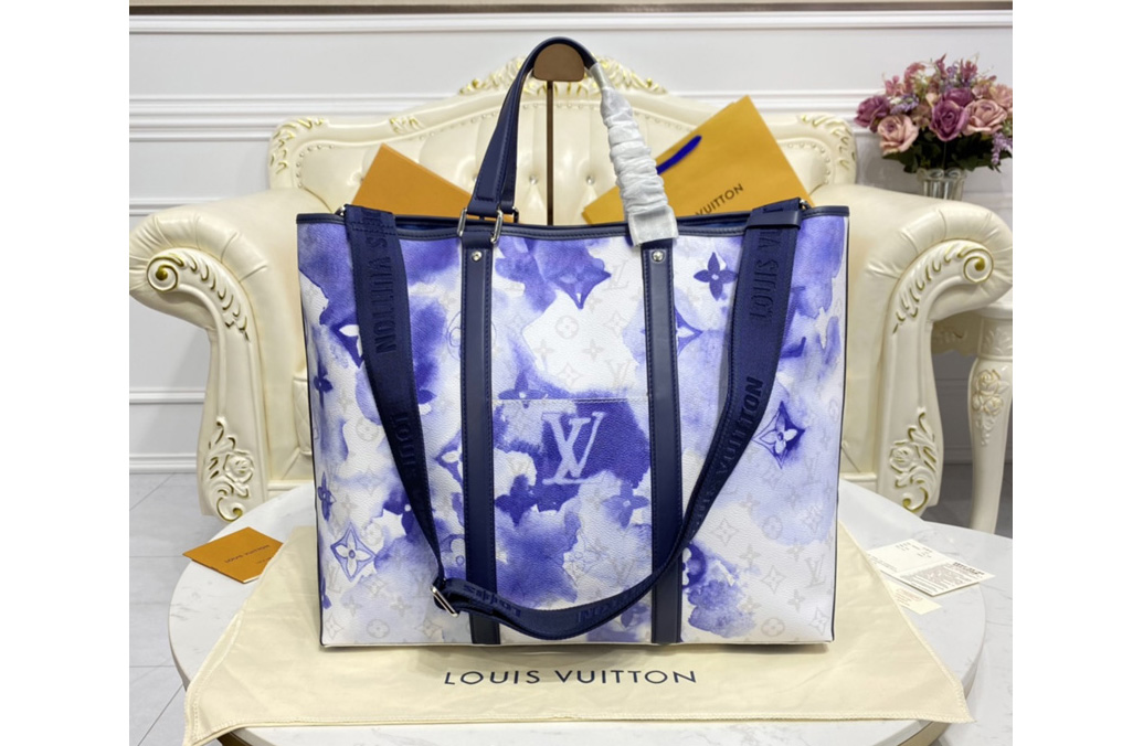 Louis Vuitton M45755 LV New Tote GM Bag in Monogram Watercolor Blue coated canvas