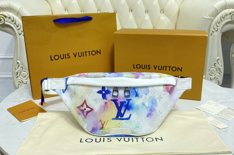 Louis Vuitton M45759 LV Discovery Bumbag PM Bag in Monogram Watercolor Blue coated canvas