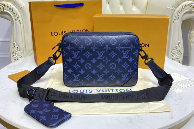 Louis Vuitton M45730 LV Duo Messenger bag in navy blue Monogram Shadow ...