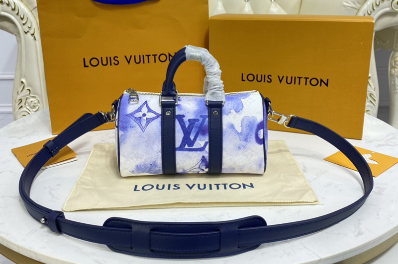 Louis Vuitton M45761 LV Keepall XS Bag in Monogram Watercolor Blue coated canvas