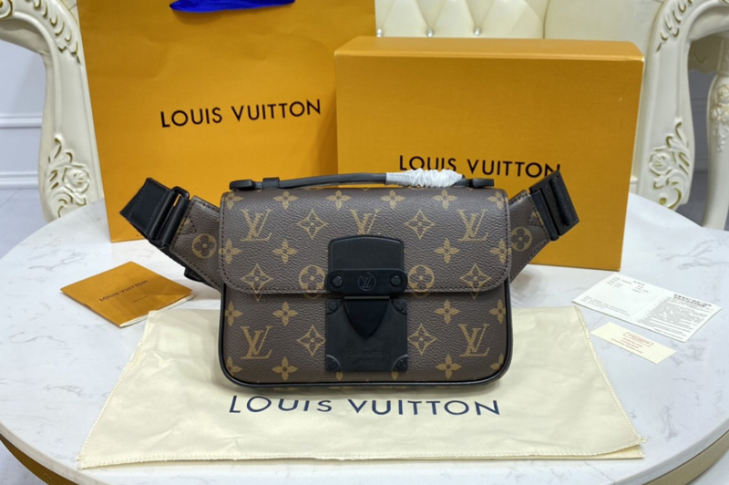 Louis Vuitton M45807 LV S Lock Sling Bag in Monogram Macassar coated canvas
