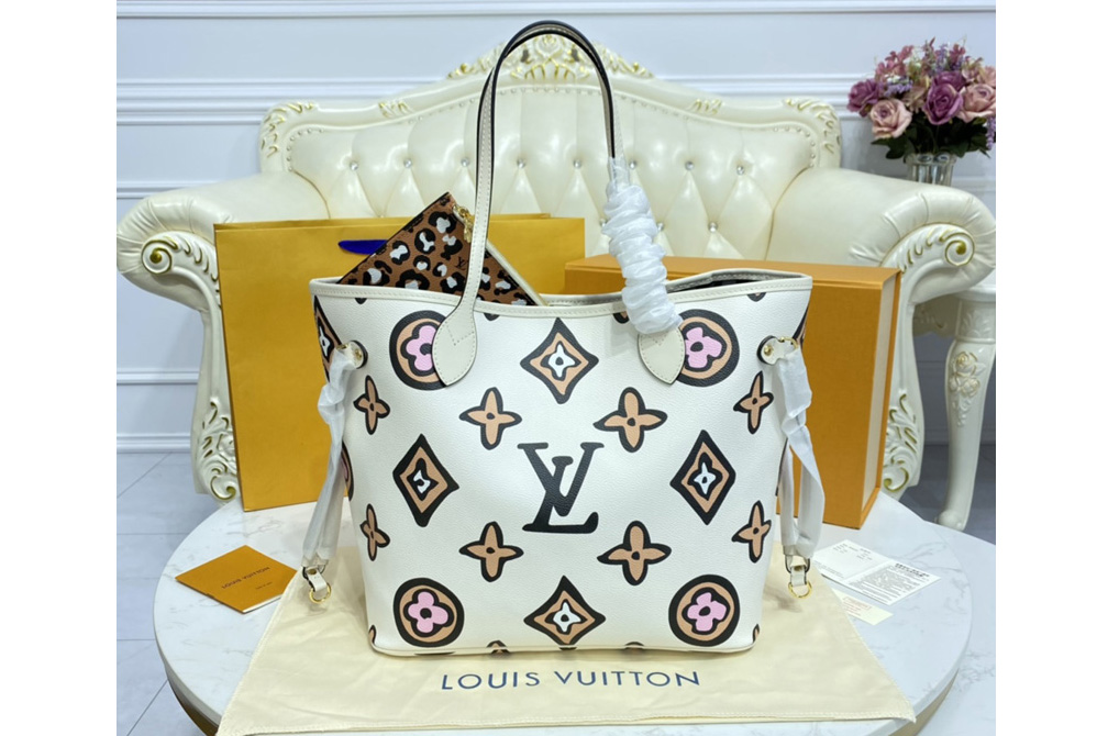 Louis Vuitton M45819 LV Neverfull MM tote bag in Cream Autres Toiles Monogram