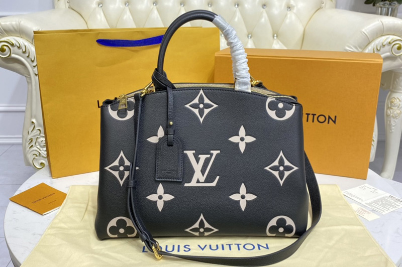 Louis Vuitton M45842 LV Grand Palais tote bag in Black/Beige Monogram Empreinte Leather