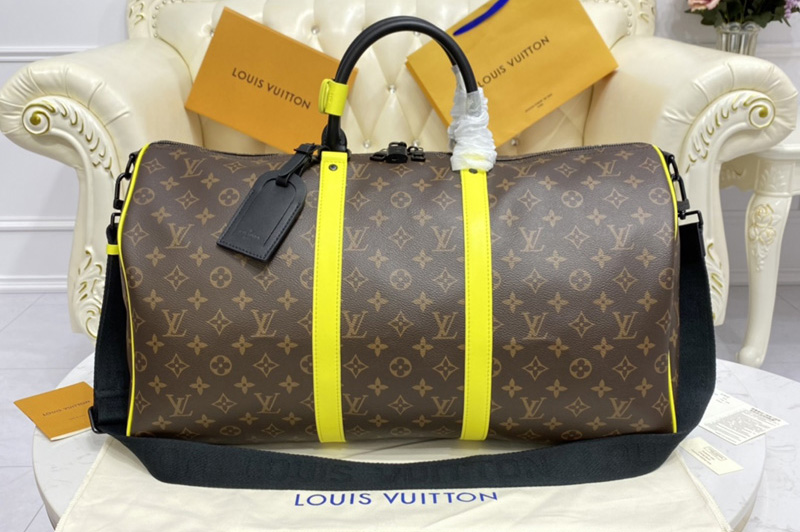Louis Vuitton M45866 LV Keepall Bandoulière 50 Travel bag in Monogram Macassar canvas