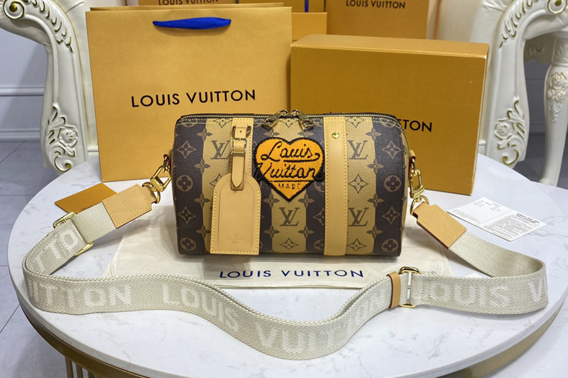 Louis Vuitton M45963 LV City Keepall bag in Monogram Stripes Brown canvas