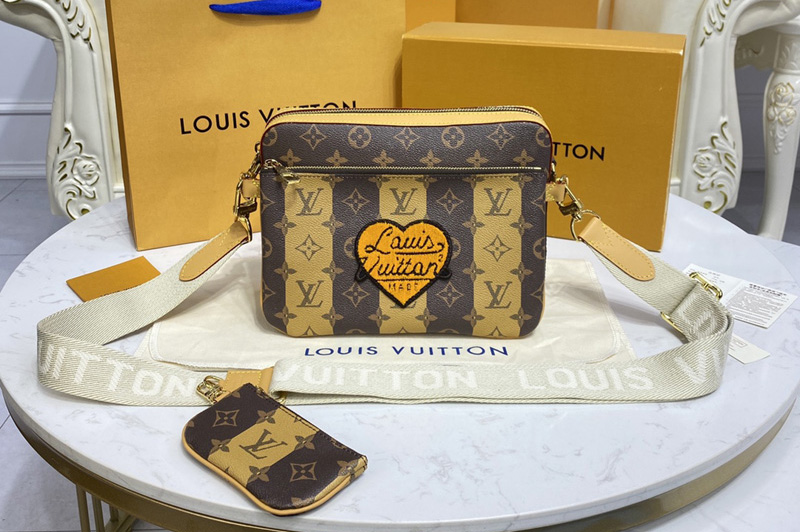 Louis Vuitton M45965 LV Trio Messenger bag in Monogram Stripes Brown canvas