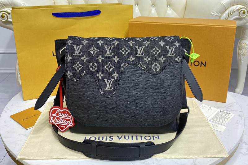 Louis Vuitton M45971 LV Besace Tokyo Bag in Black Monogram denim and Taurillon leather