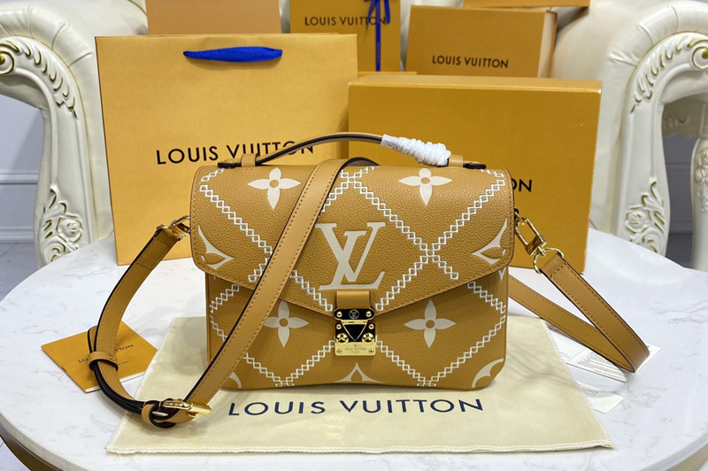 Louis Vuitton M46018 LV Pochette Metis handbag in Beige/Brown Monogram Empreinte leather
