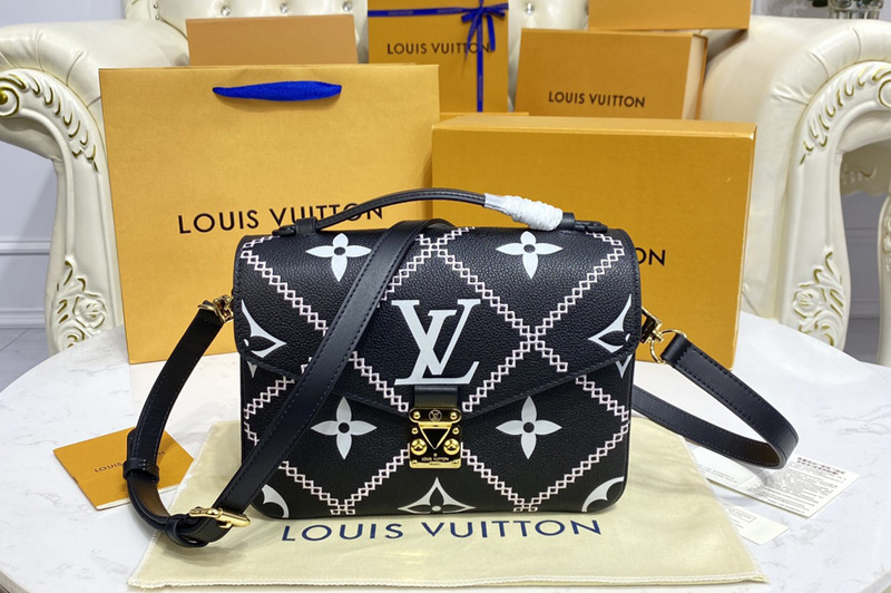 Louis Vuitton M46028 LV Pochette Metis handbag in Black/Beige Monogram Empreinte leather