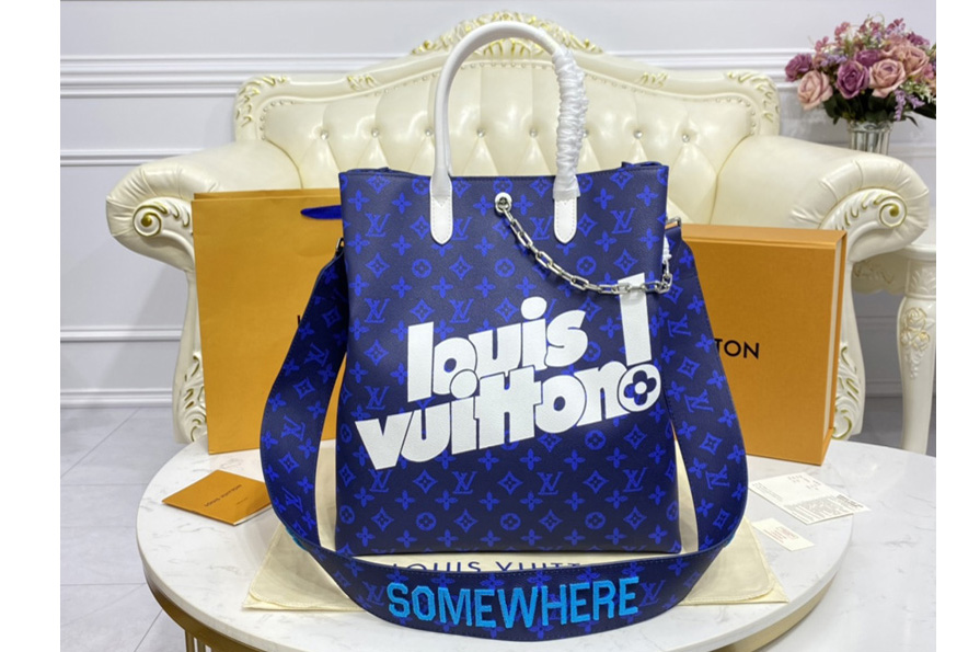 Louis Vuitton M46112 LV Carry it Bag in Blue Monogram Reverse Canvas