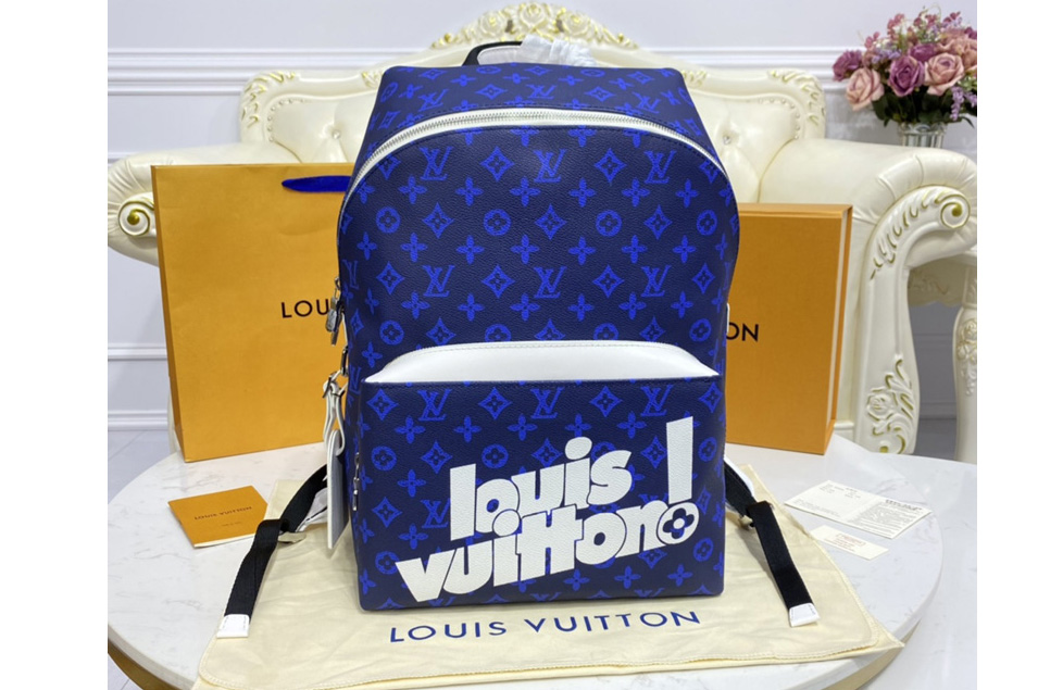 Louis Vuitton M46118 LV Carry It Backpack in Blue Monogram Reverse Canvas