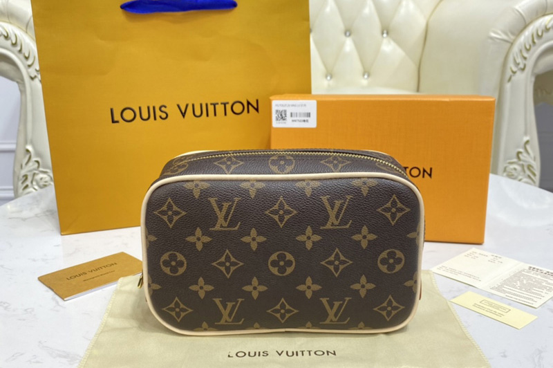Louis Vuitton M47507 LV Toilet Pouch PM Bag in Monogram Macassar Canvas