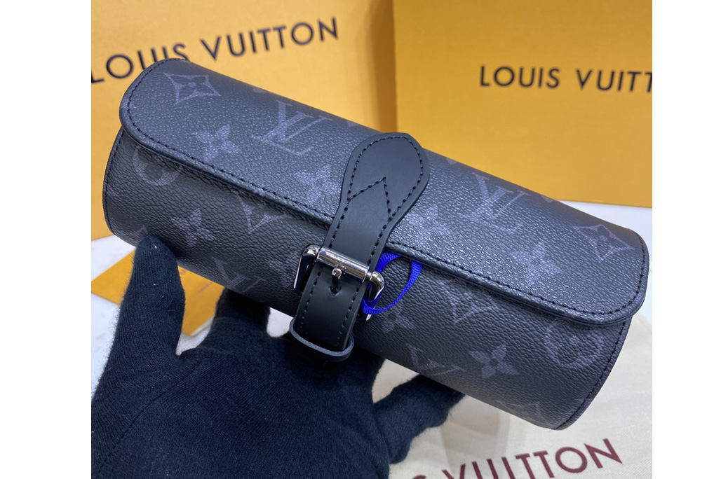 Louis Vuitton M43385 LV 3 Watch Case in Monogram Eclipse Canvas