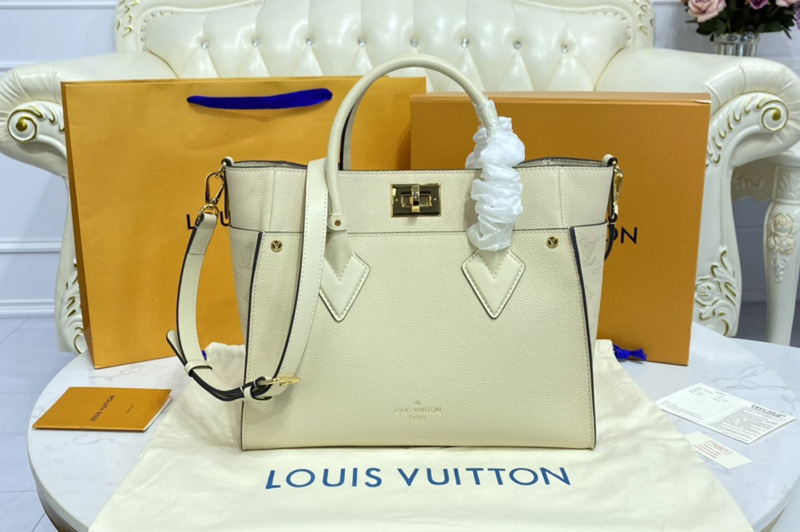 Louis Vuitton M55802 LV On My Side MM tote bag in Beige Nappa Softy leather