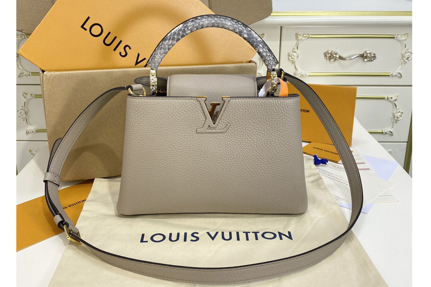 Louis Vuitton N98477 LV Capucines Mini handbag in Grey Taurillon leather