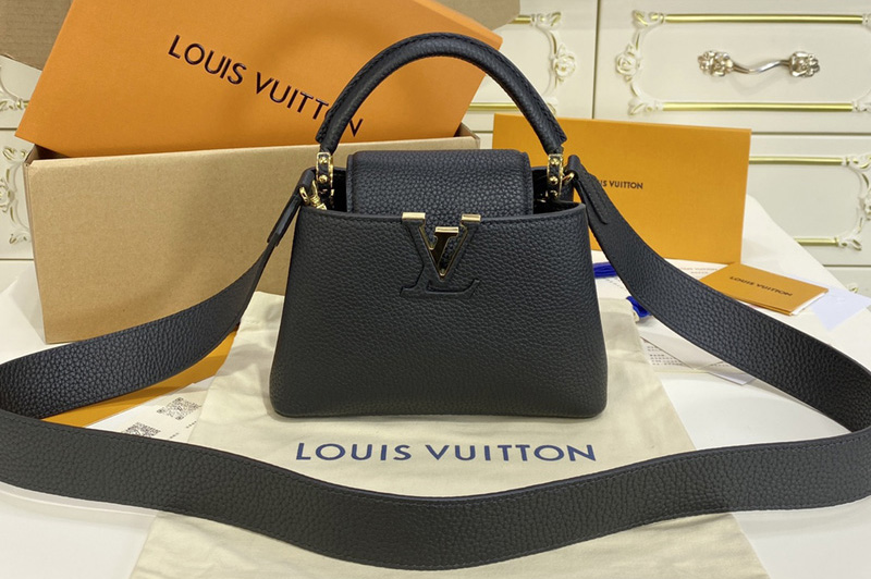 Louis Vuitton M56071 LV Capucines Mini handbag in Black Taurillon leather