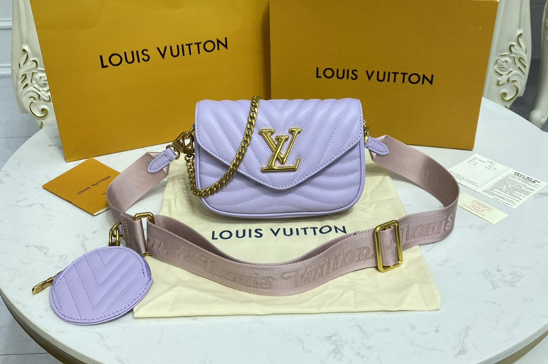 Louis Vuitton M57864 LV New Wave Multi-Pochette crossbody handbag in Brume Gray Smooth cowhide leather